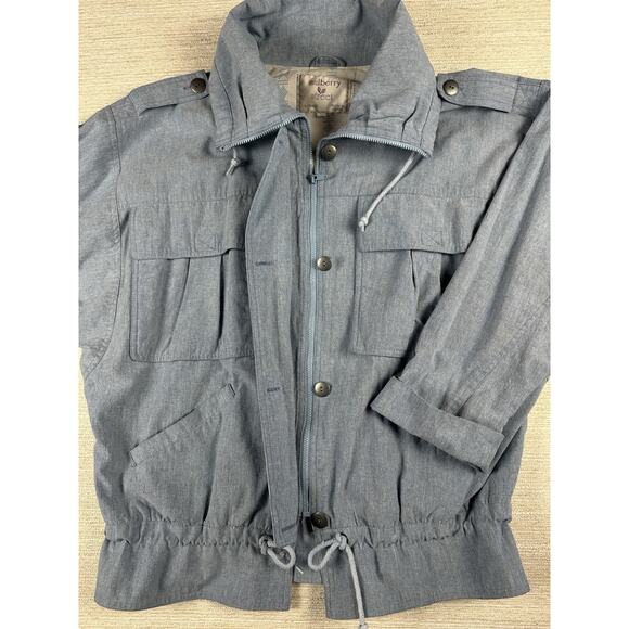 VTG 80s Mulberry Chambray Jacket Zip Closure, Cinch Bottom With Drawstring - Picture 3 of 10